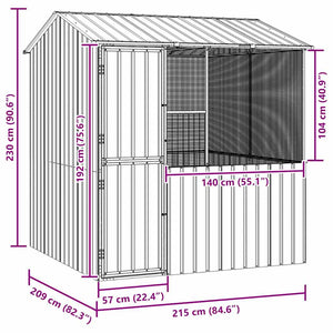 vidaXL Bird Aviary Anthracite 215 x 209 x 230 cm Galvanized Steel