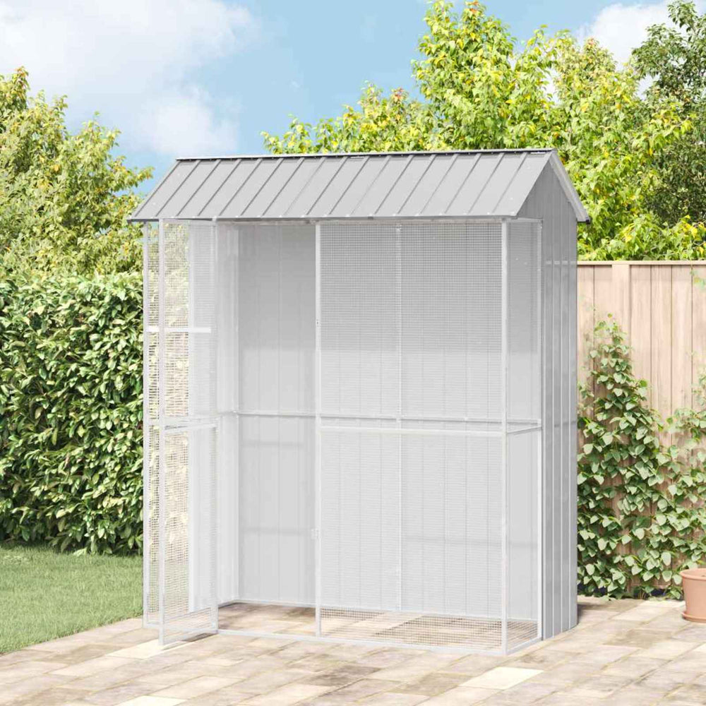 vidaXL Bird Aviary Grey 215 x 110 x 247 cm Galvanized Steel