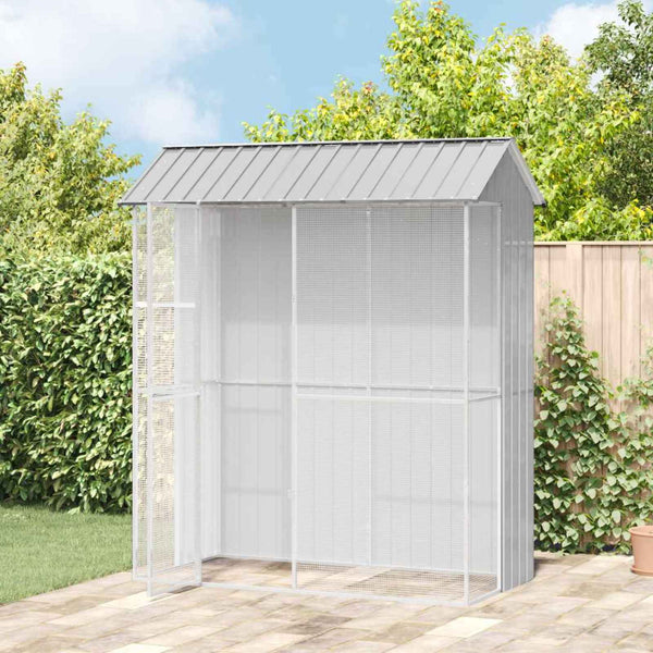 vidaXL Bird Aviary Grey 215 x 110 x 247 cm Galvanized Steel
