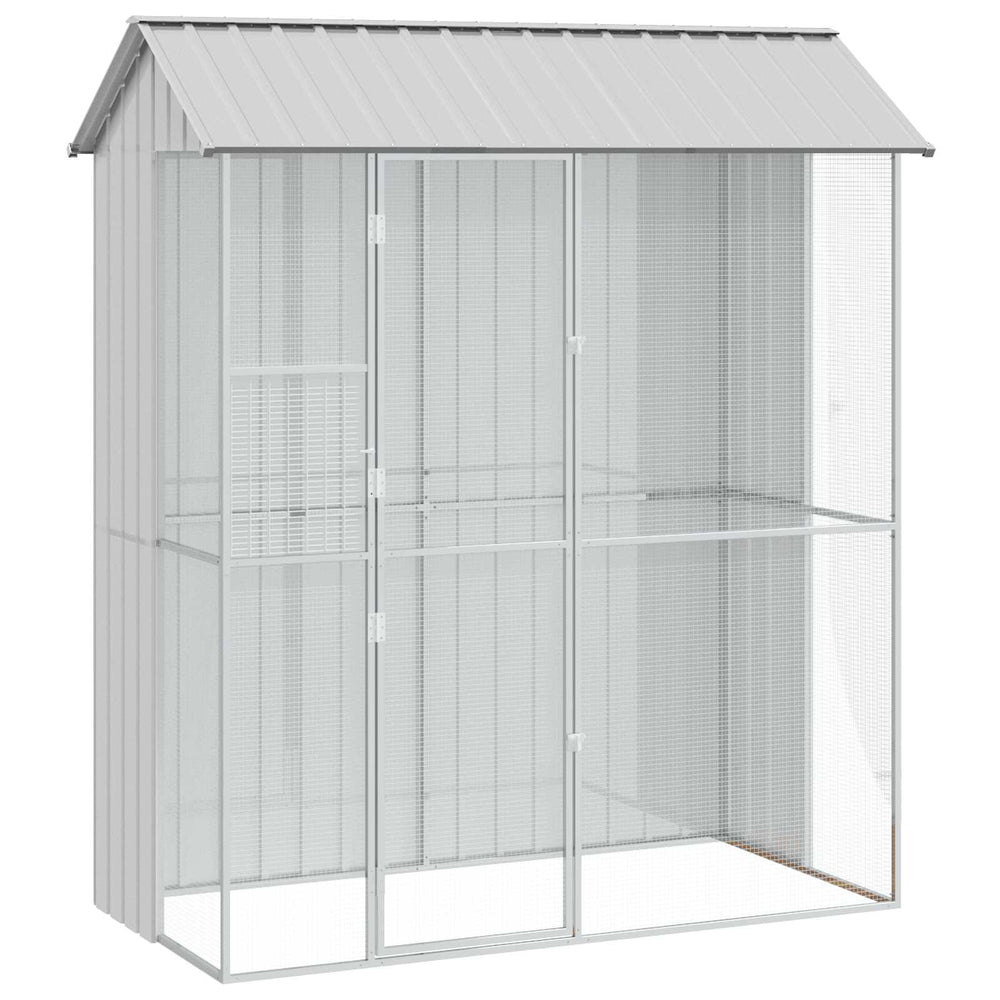 vidaXL Bird Aviary Grey 215 x 110 x 247 cm Galvanized Steel