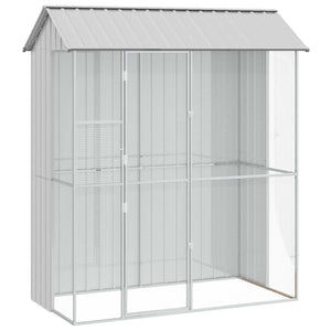vidaXL Bird Aviary Grey 215 x 110 x 247 cm Galvanized Steel