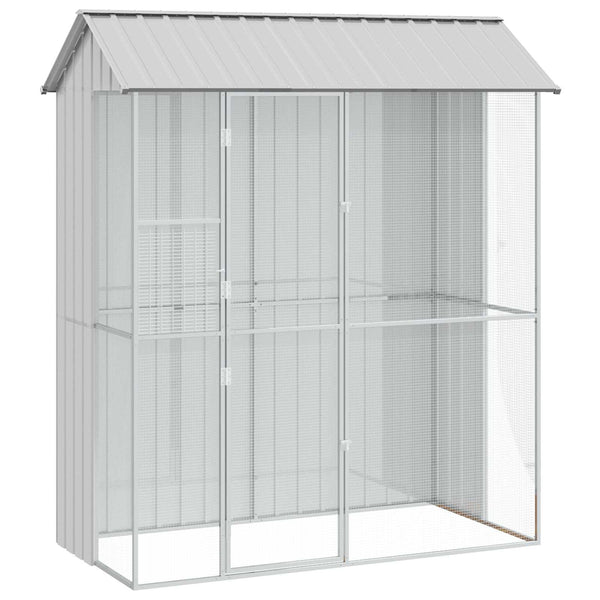 vidaXL Bird Aviary Grey 215 x 110 x 247 cm Galvanized Steel