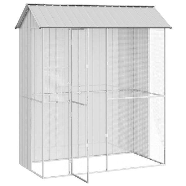 vidaXL Bird Aviary Grey 215 x 110 x 247 cm Galvanized Steel