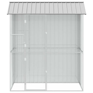 vidaXL Bird Aviary Grey 215 x 110 x 247 cm Galvanized Steel