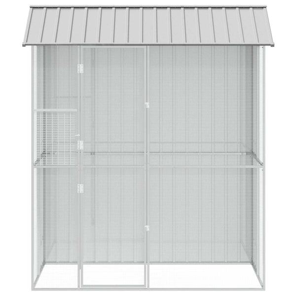 vidaXL Bird Aviary Grey 215 x 110 x 247 cm Galvanized Steel