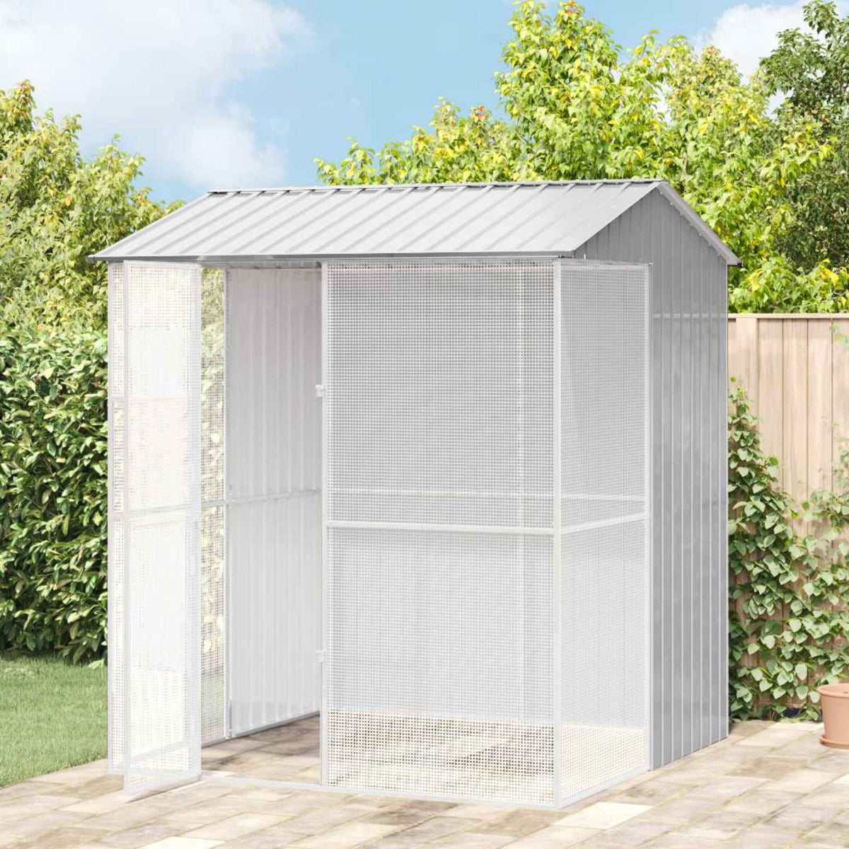 vidaXL Bird Aviary Grey 215 x 210 x 247 cm Galvanized Steel