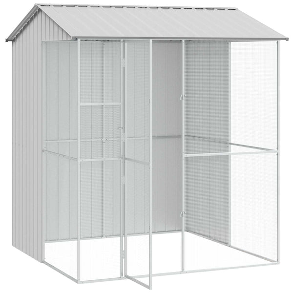 vidaXL Bird Aviary Grey 215 x 210 x 247 cm Galvanized Steel