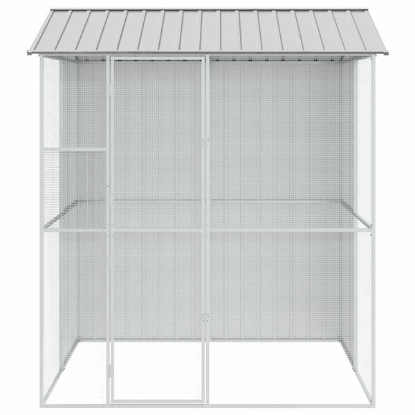vidaXL Bird Aviary Grey 215 x 210 x 247 cm Galvanized Steel