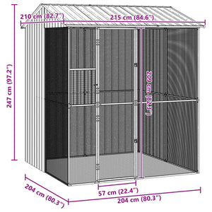 vidaXL Bird Aviary Grey 215 x 210 x 247 cm Galvanized Steel