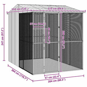 vidaXL Bird Aviary Grey 215 x 310 x 247 cm Galvanised Steel