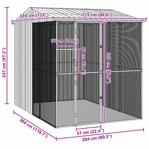 vidaXL Bird Aviary Grey 215 x 310 x 247 cm Galvanised Steel