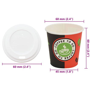 vidaXL Paper Cups with Lids 1000 pcs. 4oz 120ml