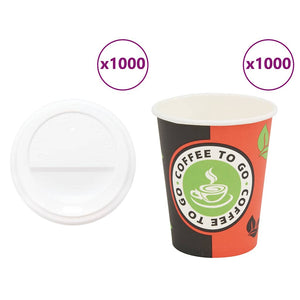 vidaXL Paper Cups with Lids 1000 pcs. 8oz 240ml