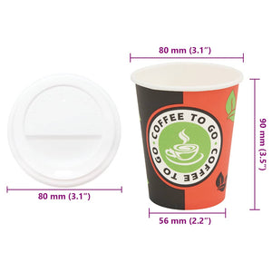 vidaXL Paper Cups with Lids 1000 pcs. 8oz 240ml