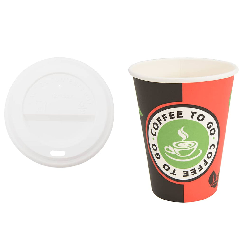 vidaXL Paper Cups with Lids 1000 pcs. 4oz 100ml