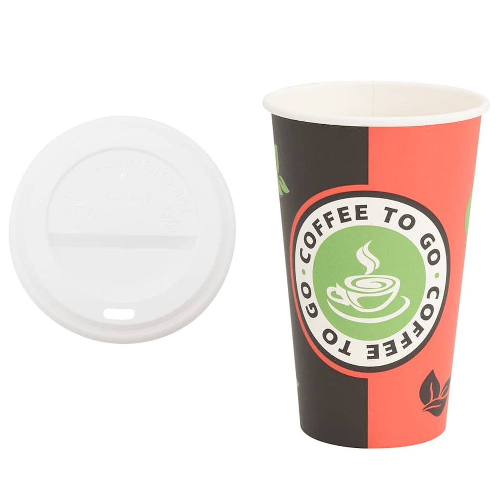 vidaXL Paper Cups with Lids 1000 pcs. 16oz 400ml
