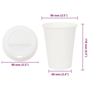 vidaXL Paper Cups with Lids 1000 pcs. 12oz 300ml