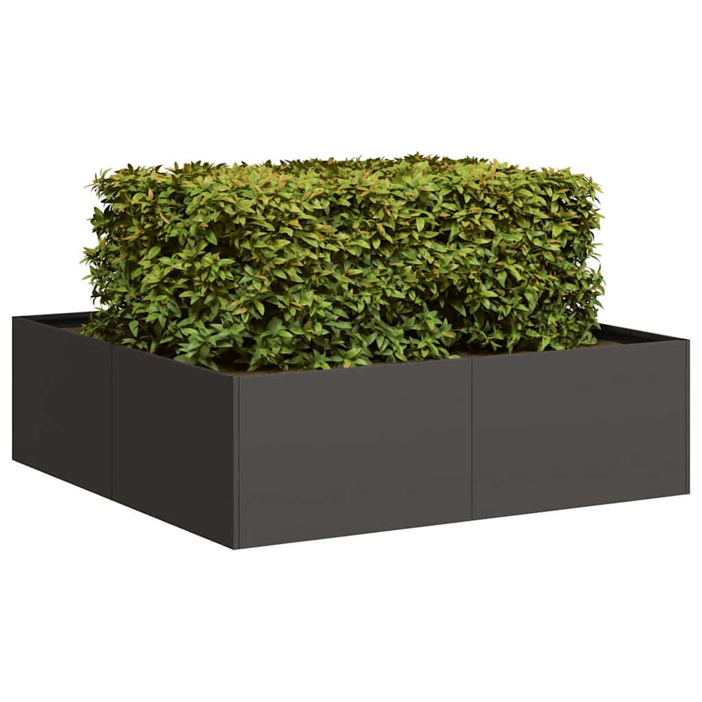 Schwarzer Stahl Pflanzkübel 100x100x30 cm
