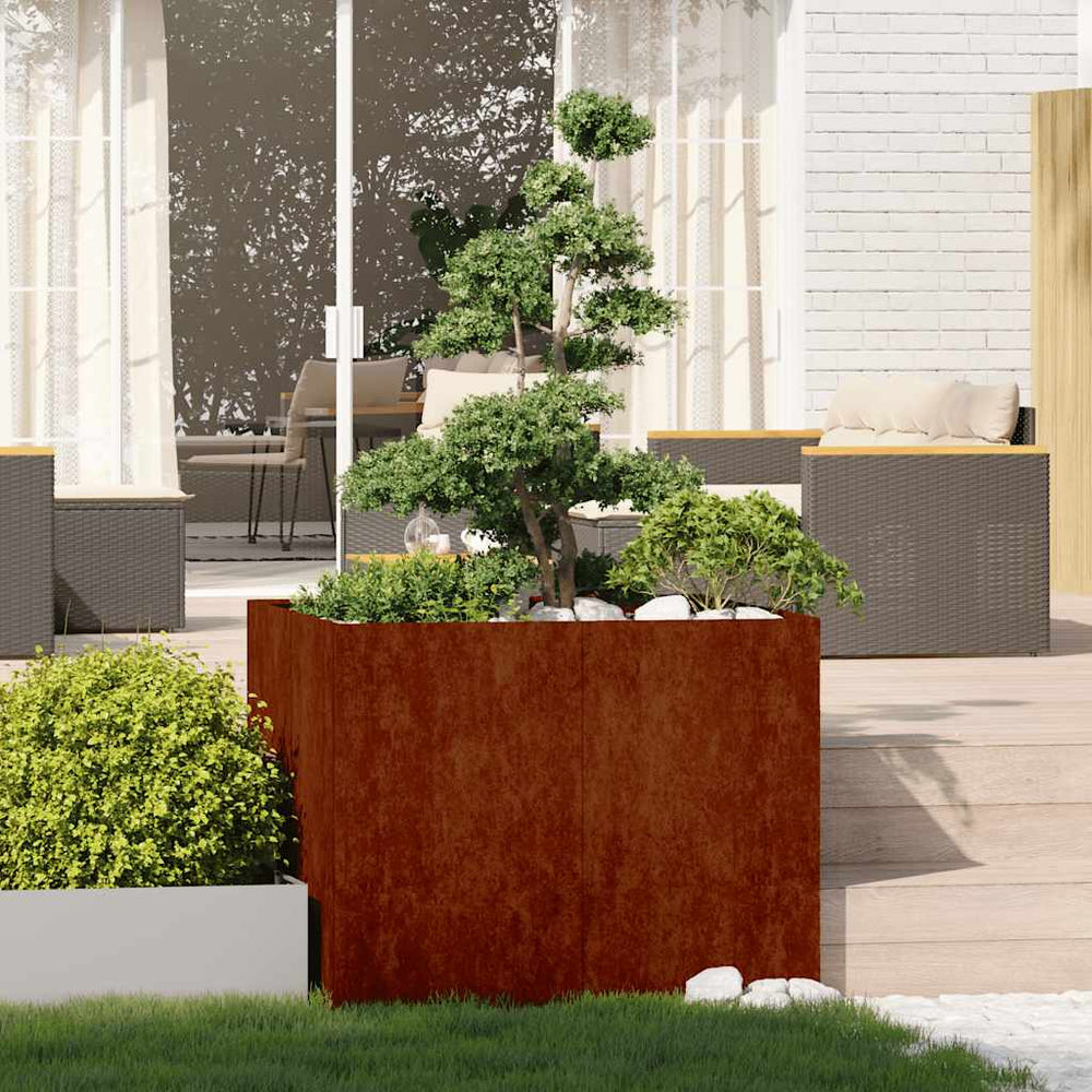 vidaXL Rusty Planter 100x100x80 cm Weather-Resistant Steel