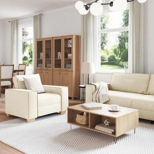 vidaXL Sofa Set 3 pcs Beige 220 x 80 x 84 cm Linen Blend Fabric