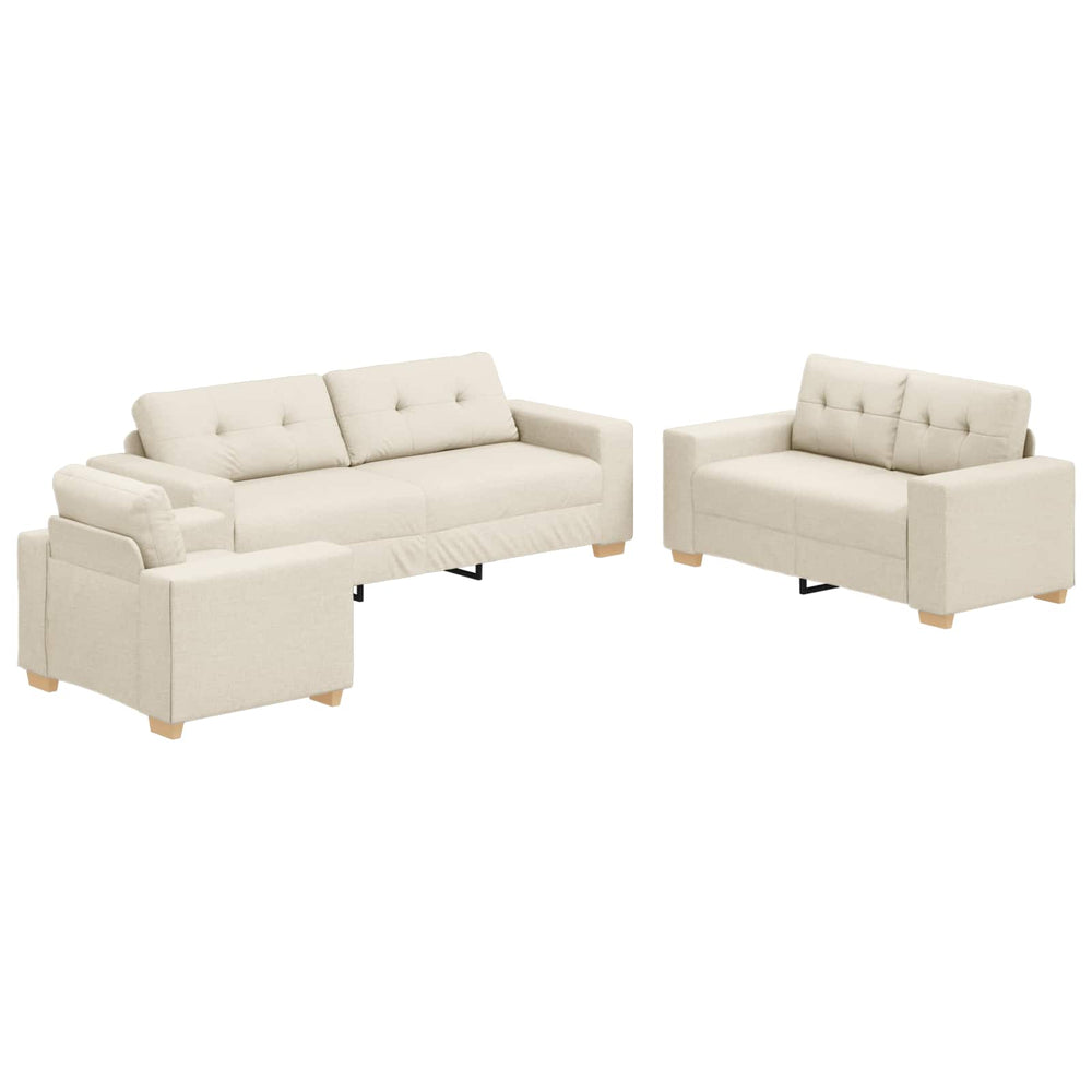vidaXL 3-Piece Sofa Beige 221 x 80 x 80 cm Linen Blend Fabric