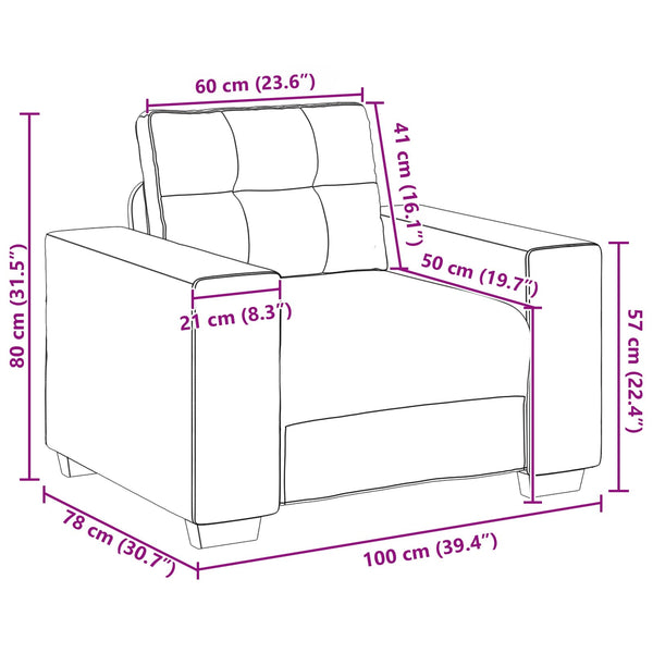 vidaXL 3-Piece Sofa Beige 221 x 80 x 80 cm Linen Blend Fabric