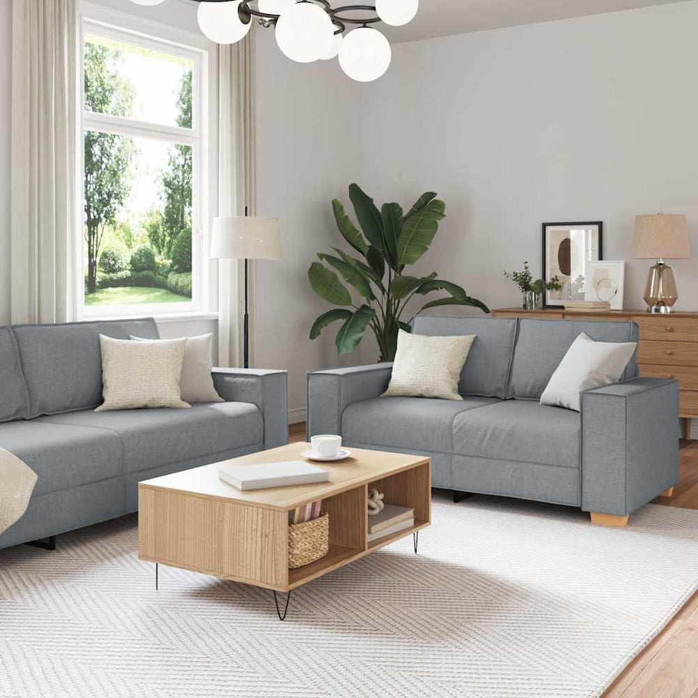 vidaXL Sofa 3-Seater Light Gray 220 x 80 x 84 cm Linen Blend Fabric