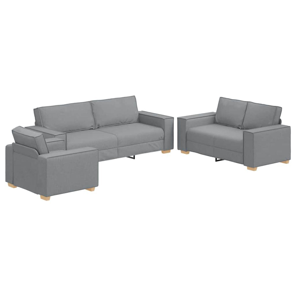 vidaXL Sofa 3-Seater Light Gray 220 x 80 x 84 cm Linen Blend Fabric