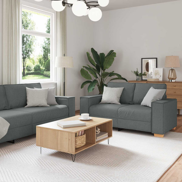 vidaXL 3-Seater Sofa Dark Grey 220 x 80 x 84 cm Linen Blend