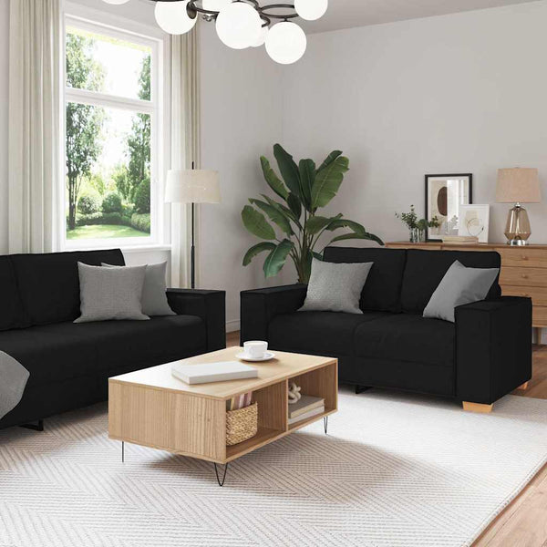 vidaXL 3-piece Sofa Black 220 x 80 x 84 cm Linen Blend Fabric