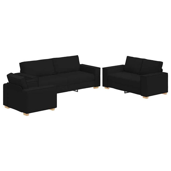 vidaXL 3-piece Sofa Black 220 x 80 x 84 cm Linen Blend Fabric