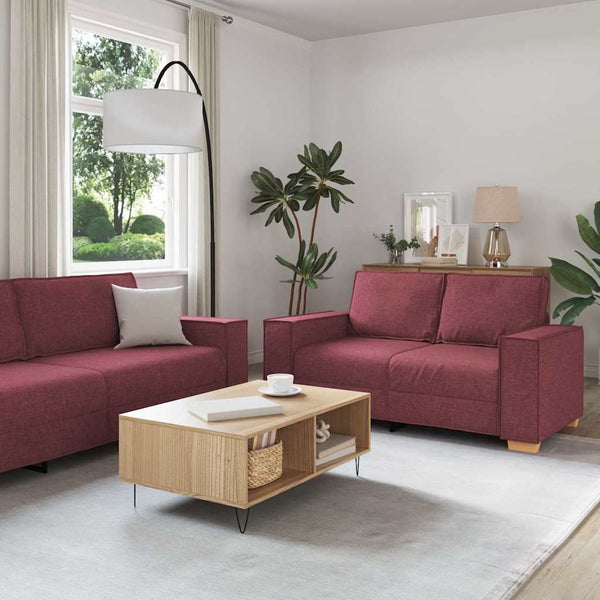 vidaXL Sofa 3 Seater Wine Red 220 x 80 x 84 cm Linen Blend
