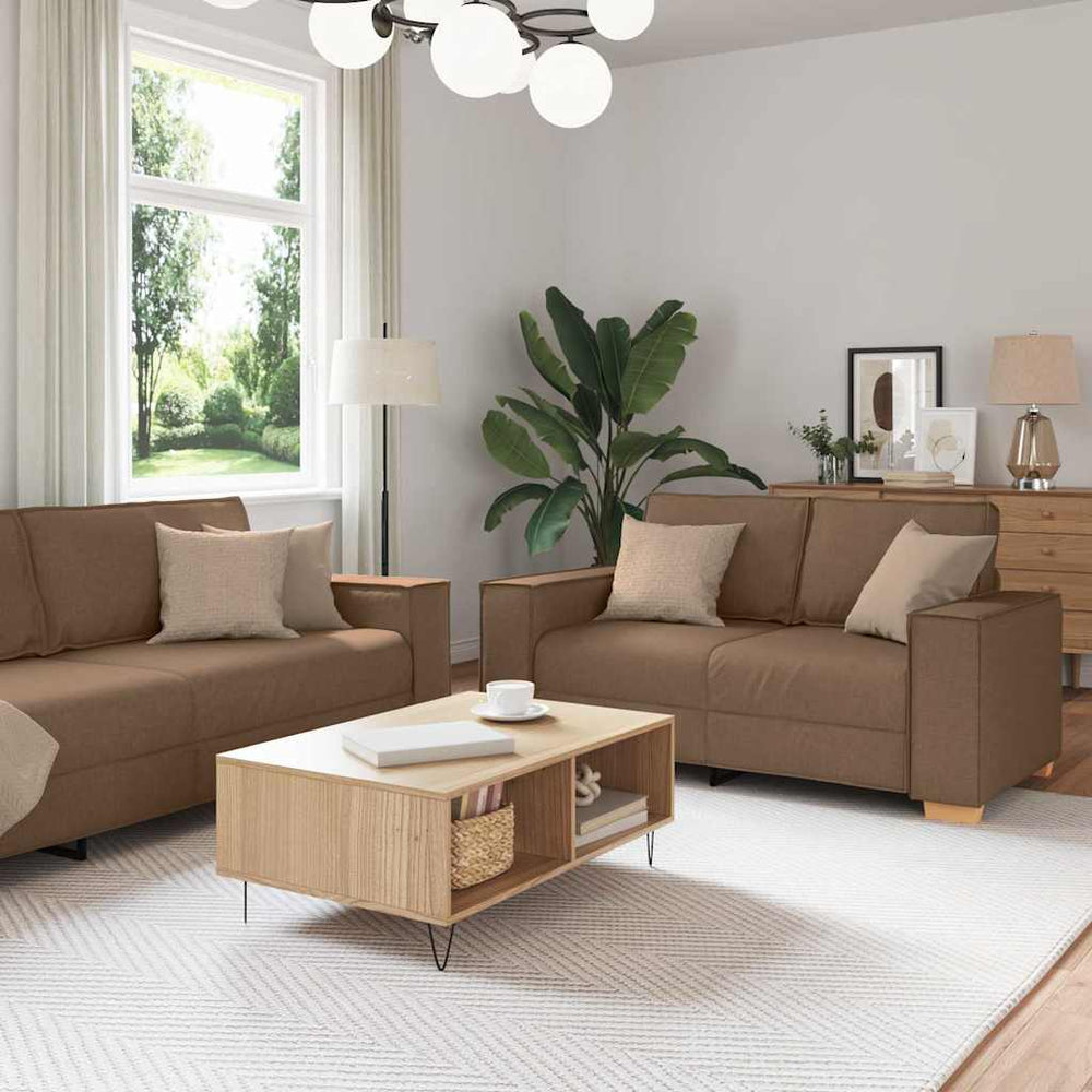 vidaXL 3-Piece Sofa Brown 220 x 80 x 84 cm Linen Blend Fabric
