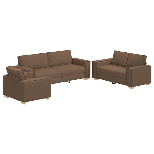 vidaXL 3-Piece Sofa Brown 220 x 80 x 84 cm Linen Blend Fabric