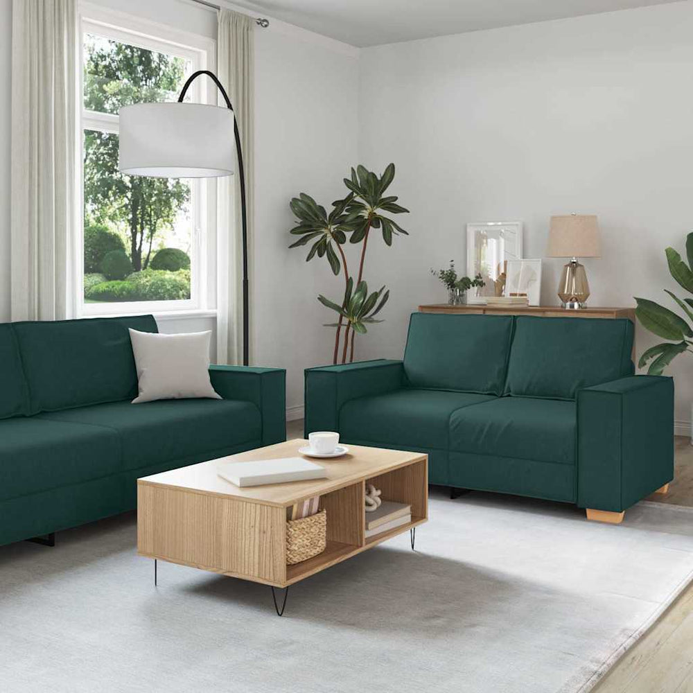 vidaXL 3-Piece Sofa Dark Green 220 x 80 x 84 cm Linen Blend Fabric
