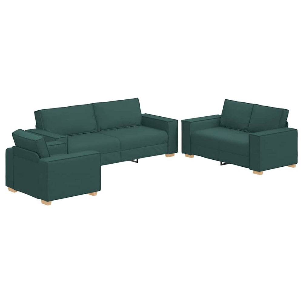 vidaXL 3-Piece Sofa Dark Green 220 x 80 x 84 cm Linen Blend Fabric