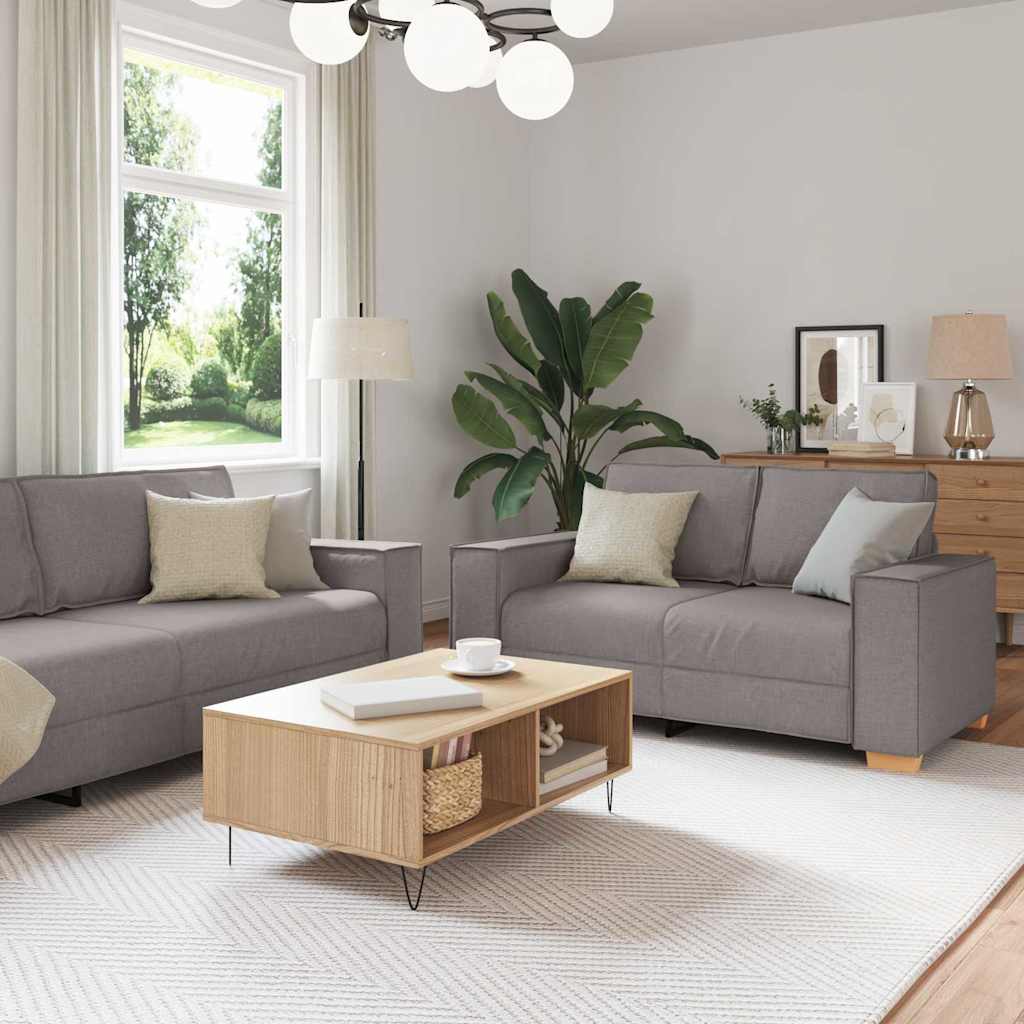 vidaXL Sofa 3 pcs Taupe 220 x 80 x 84 cm Linen Blend Fabric