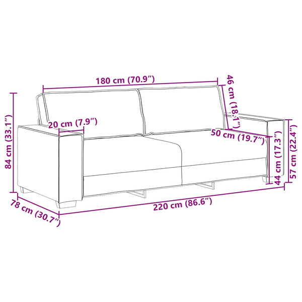 vidaXL Sofa 3 pcs Taupe 220 x 80 x 84 cm Linen Blend Fabric
