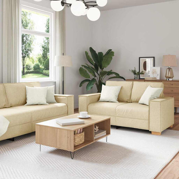 vidaXL Sofa 3 pcs Cream 220 x 80 x 84 cm Linen Blend