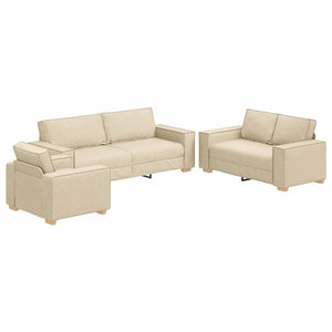 vidaXL Sofa 3 pcs Cream 220 x 80 x 84 cm Linen Blend