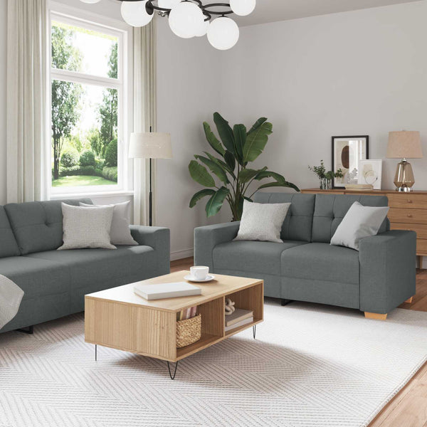 vidaXL 3-Seater Sofa Dark Grey 221 x 80 x 80 cm Linen Blend