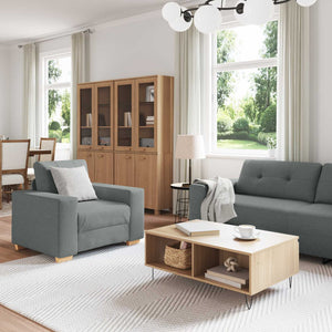 vidaXL 3-Seater Sofa Dark Grey 221 x 80 x 80 cm Linen Blend