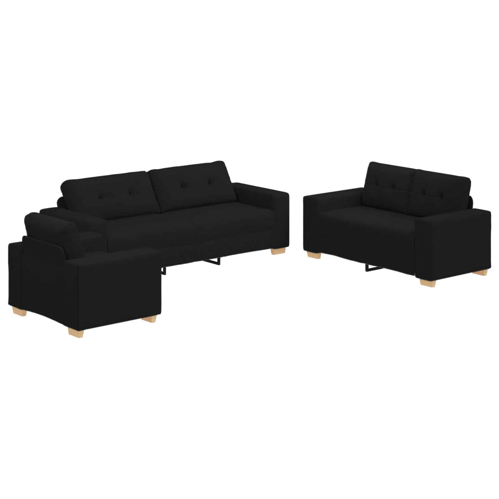 vidaXL 3-Piece Sofa Black 221 x 80 x 80 cm Linen Blend Fabric