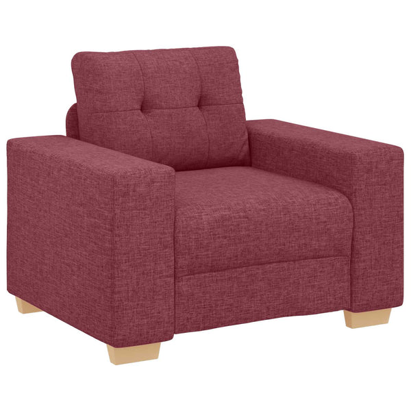 vidaXL Sofa 3 pcs Wind Red 221 x 80 x 80 cm Linen Blend Fabric