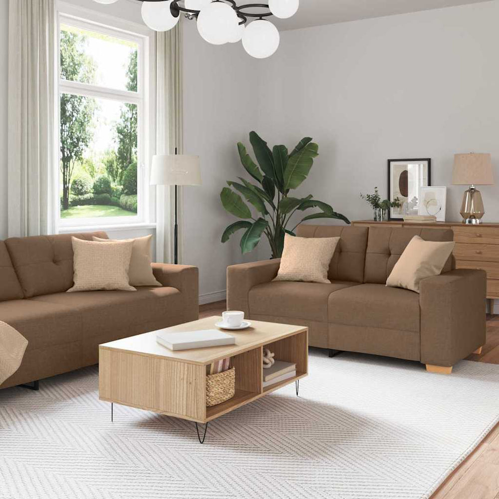 vidaXL 3-piece Sofa Brown 221 x 80 x 80 cm Linen Blend Fabric