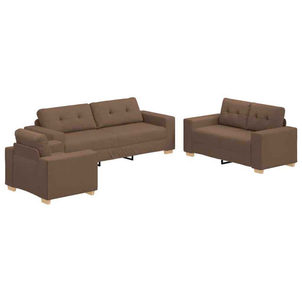 vidaXL 3-piece Sofa Brown 221 x 80 x 80 cm Linen Blend Fabric