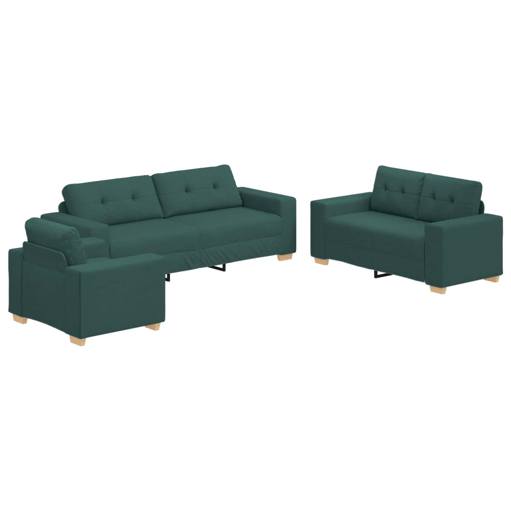 vidaXL 3-Piece Sofa Dark Green 221 x 80 x 80 cm Linen Blend
