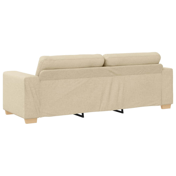 vidaXL 3-Piece Sofa Cream 221 x 80 x 80 cm Linen Blend Fabric