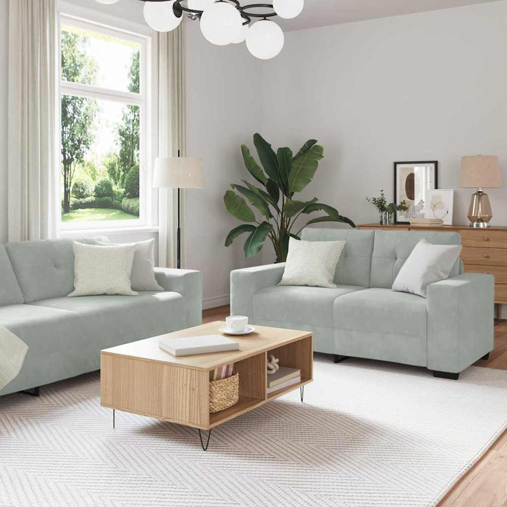 vidaXL Sofa Set 3 pcs Light Grey 221 x 80 x 80 cm Velvet