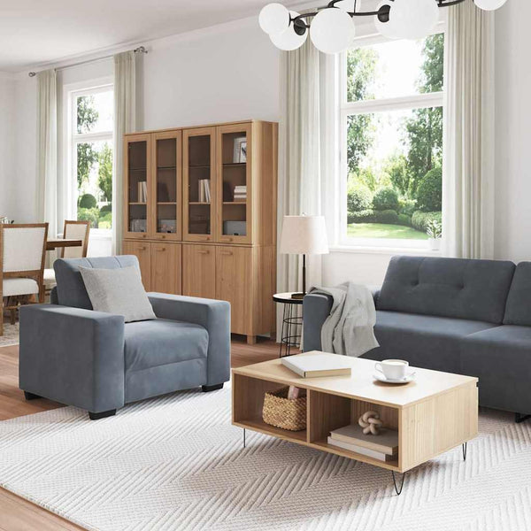 vidaXL Sofa Set 3 pcs Dark Grey 221 x 80 x 80 cm Velvet